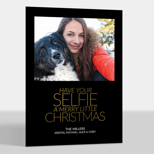 Black Selfie Christmas Foil Photo Cards